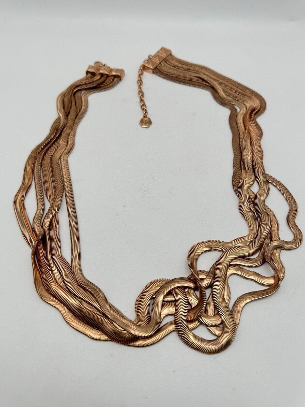 Vintage Signed GRAZIANO 4 Strand Snake Chain Roségold Tone Ca. 31”