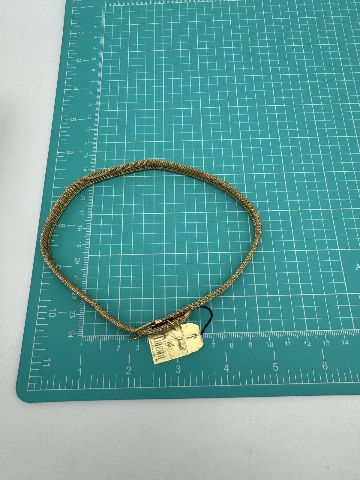 Vintage CROWN TRIFARI Goldtone Belt Buckle COLLAR Choker Necklace PAPER HANG TAG