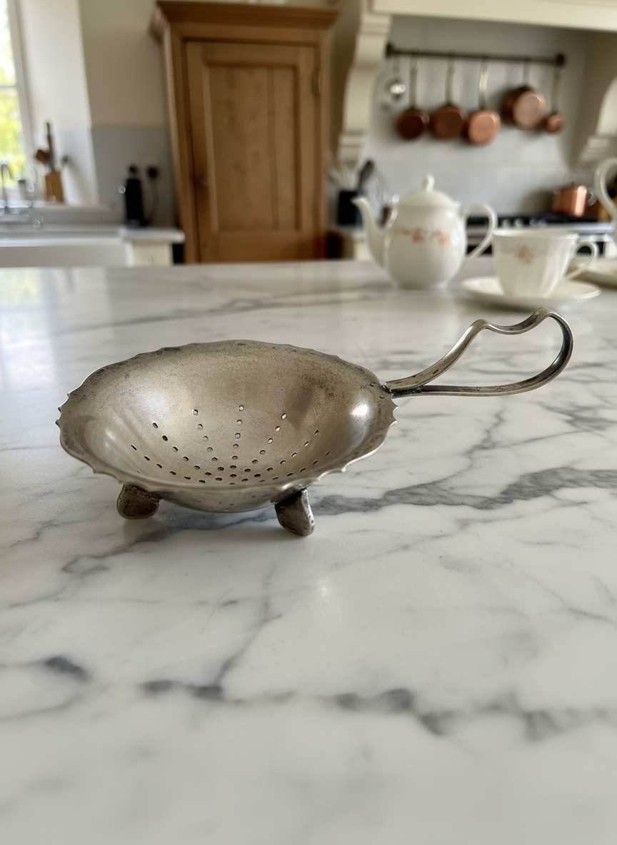 VINTAGE Silverplate Tea Strainer 3 Legged Handled
