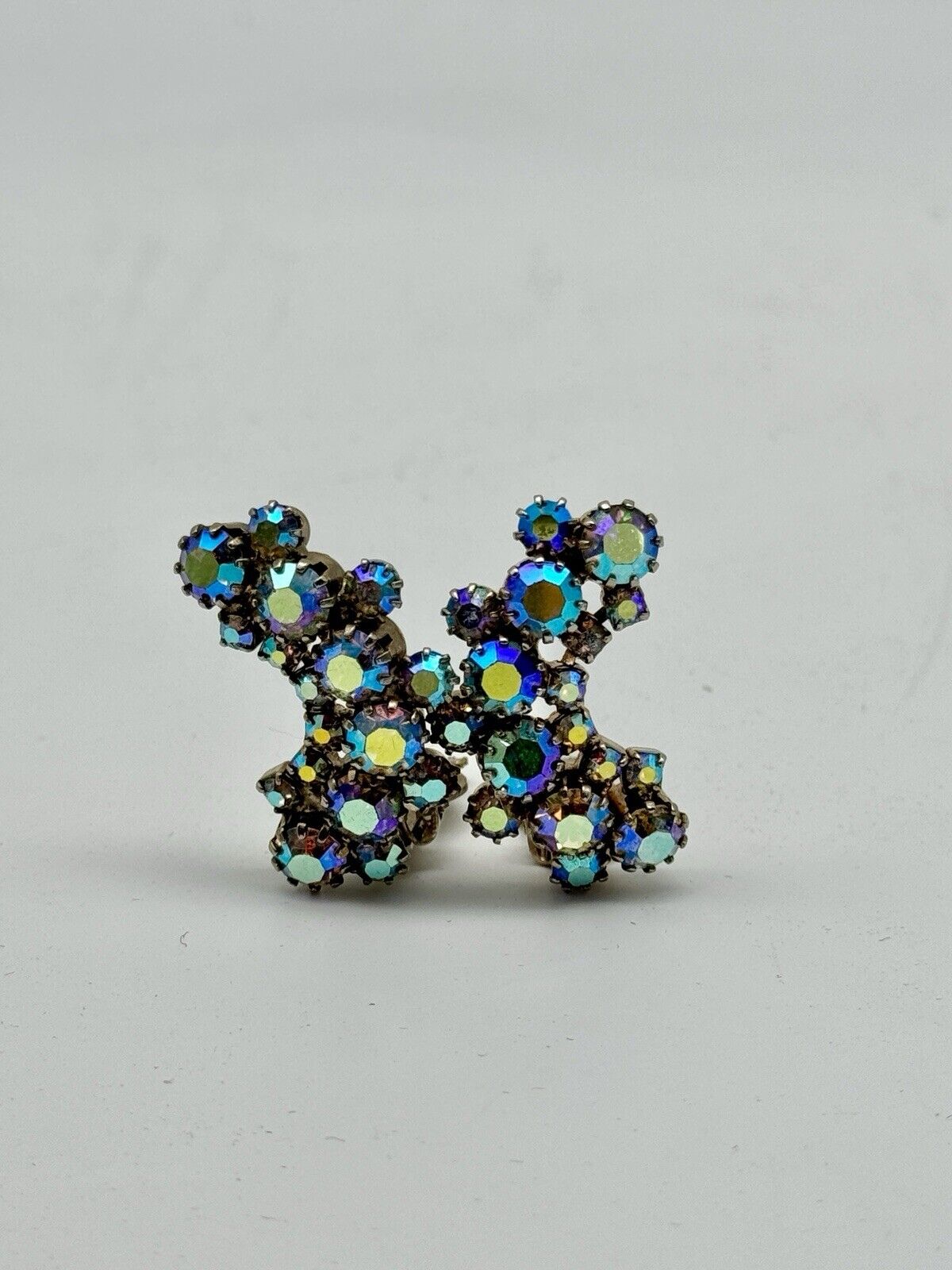 Verified JULIANE D&E  Earrings Blue Crescent AB RHINESTONE Ref #1250