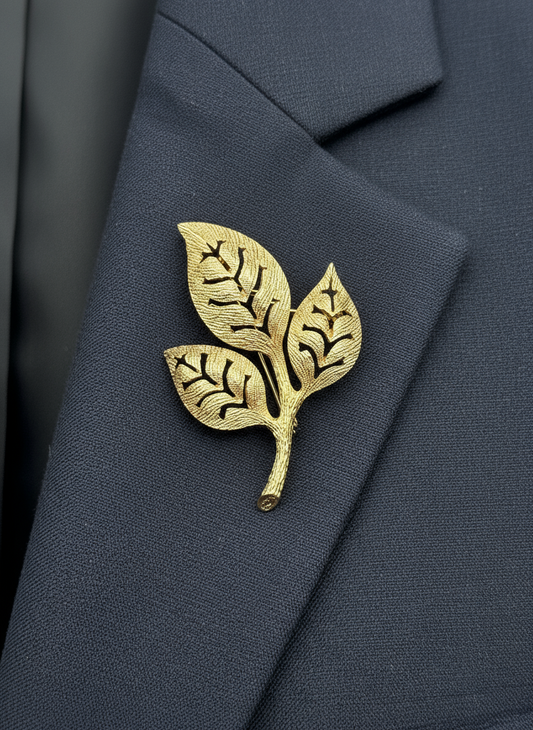 Vintage “DIOR” Brooch SIGNED” Chr. Dior ©️”Leaf Branch Goldtone ESTATE FIND