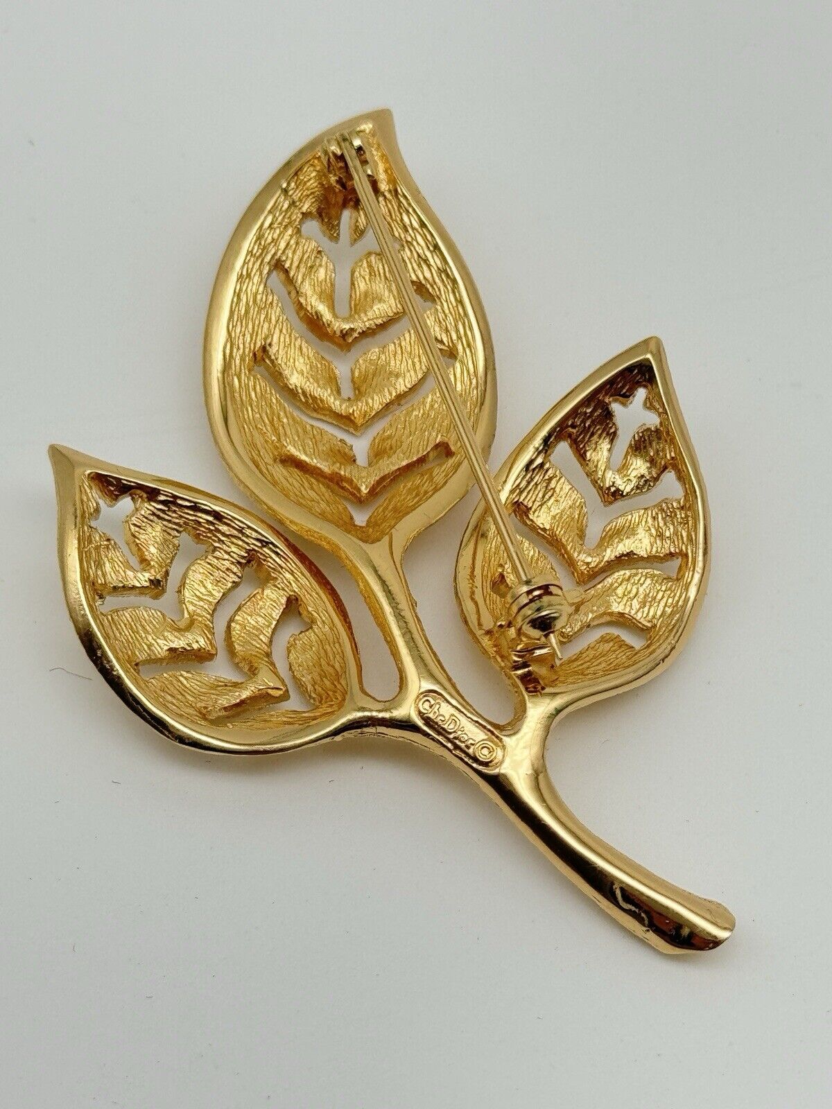 Vintage DIOR Brooch SIGNED” Chr. Dior ©️”Leaf Branch Goldtone ESTATE FIND