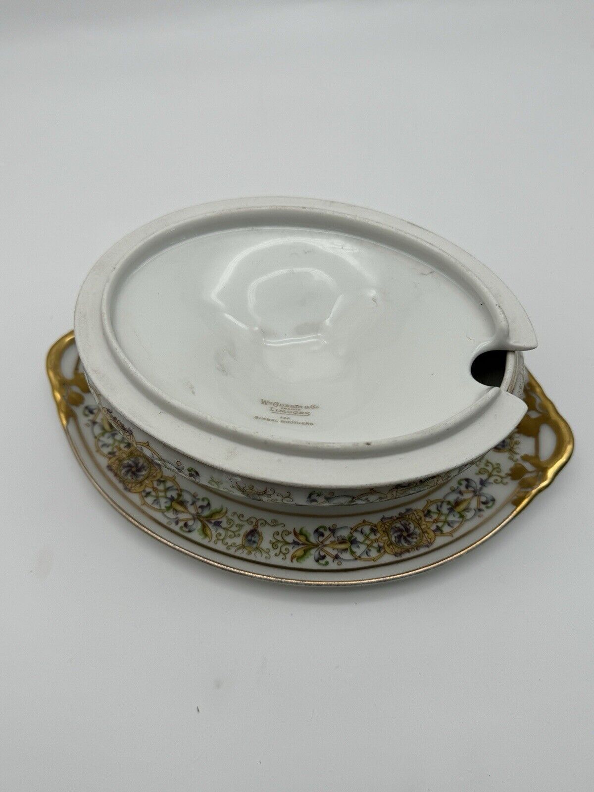 Limoges WM GUERIN Gravy Boat Attached With Lid