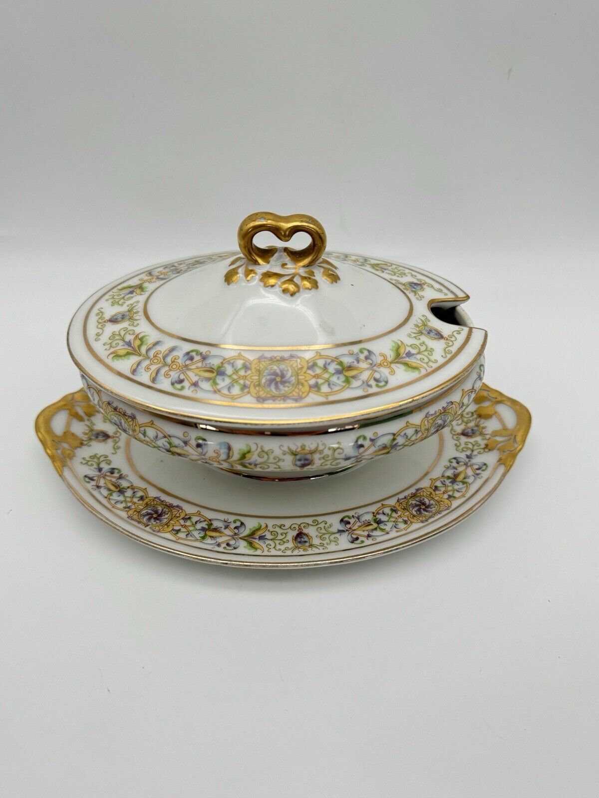 Limoges WM GUERIN Gravy Boat Attached With Lid