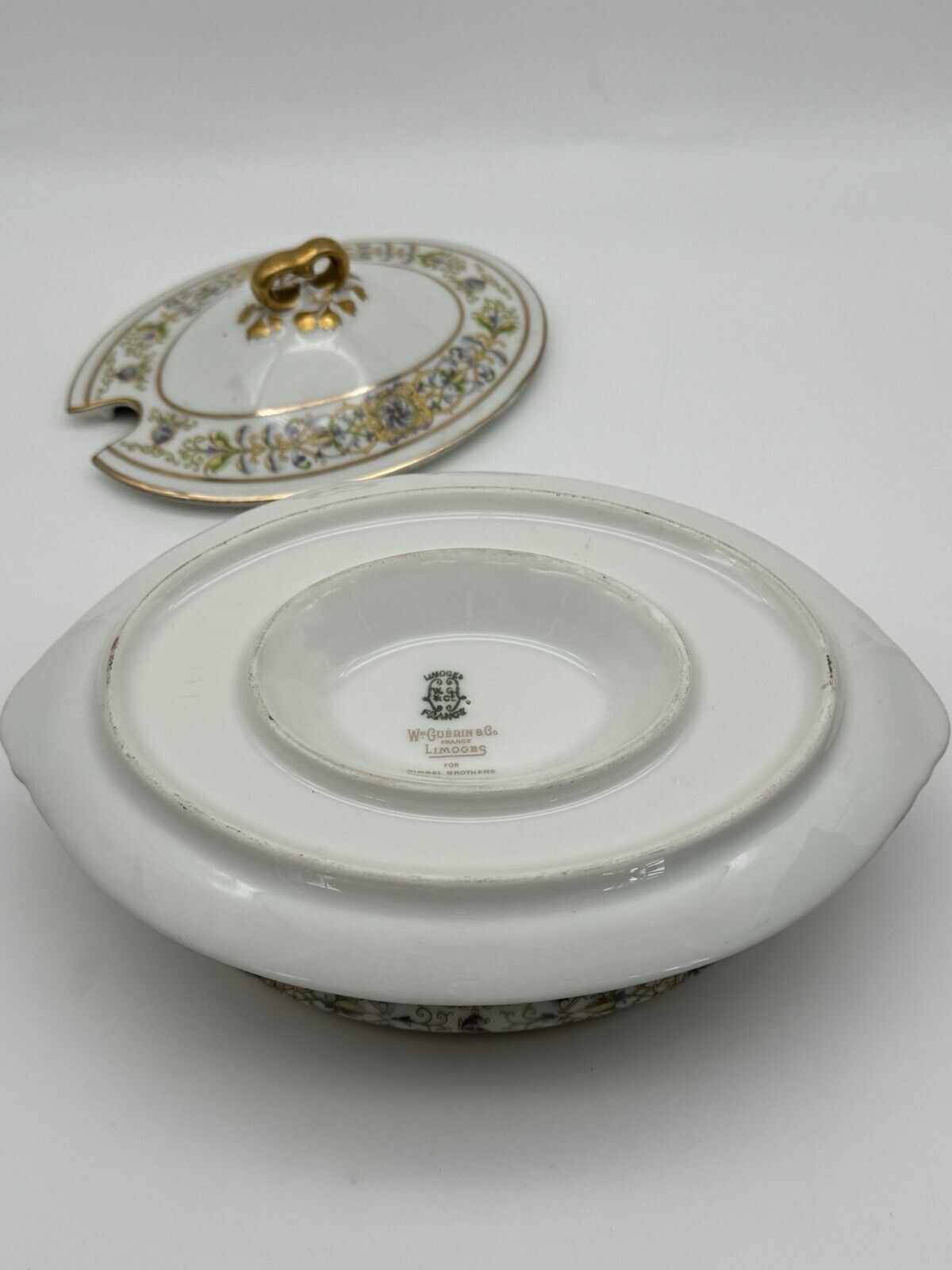 Limoges WM GUERIN Gravy Boat Attached With Lid