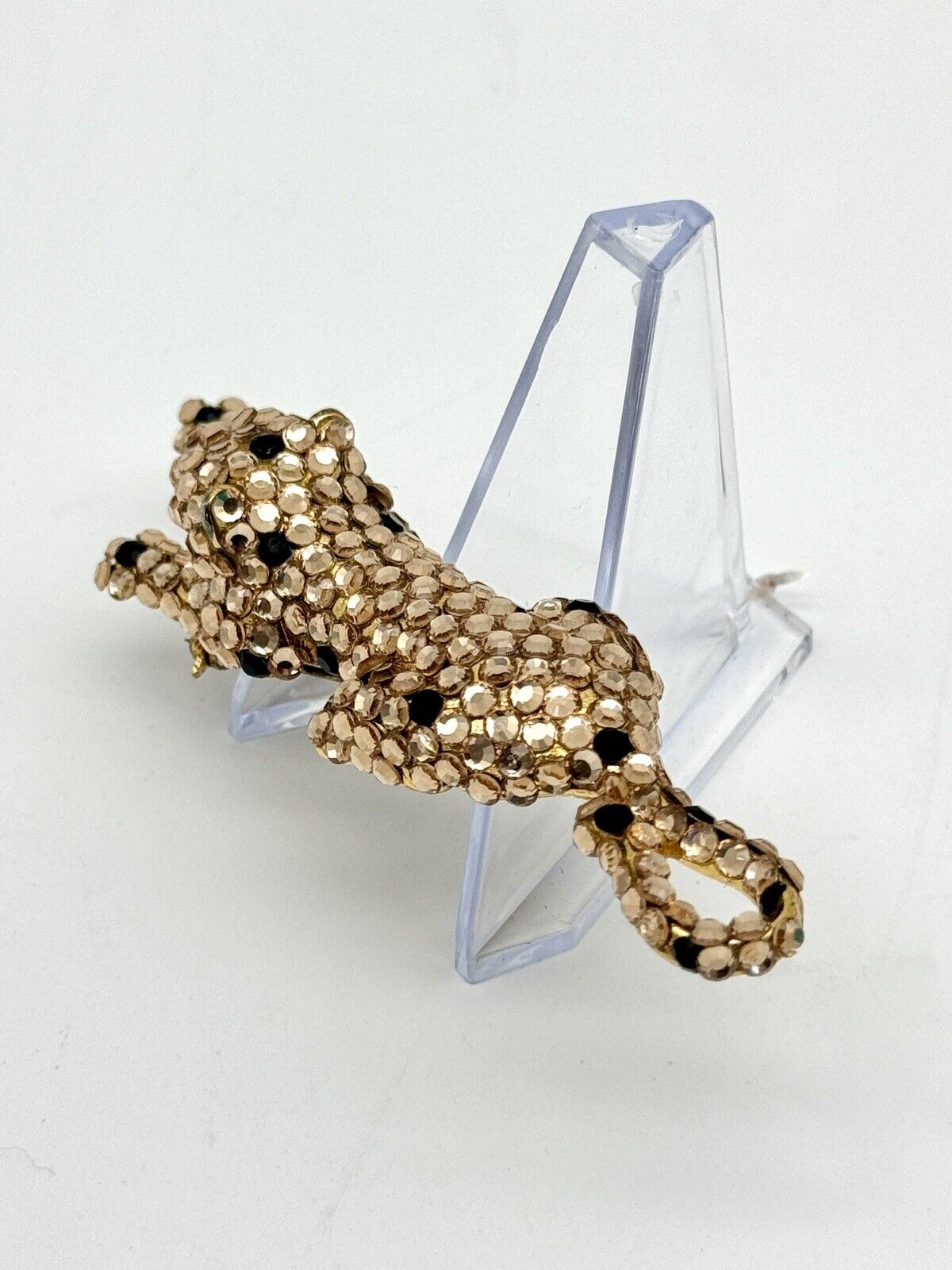 Crystal Jaguar Leopard Brooch Pin Vintage Estate Signed SUZANNE BJONTEGARD