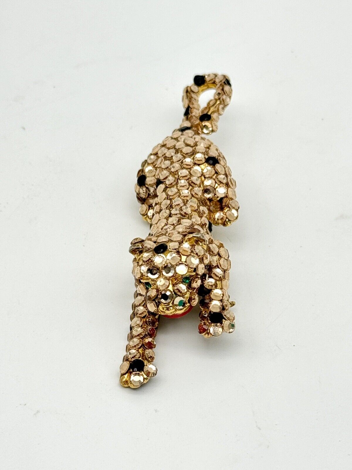 Crystal Jaguar Leopard Brooch Pin Vintage Estate Signed SUZANNE BJONTEGARD