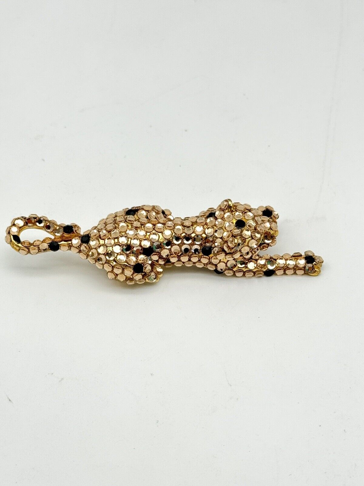 Crystal Jaguar Leopard Brooch Pin Vintage Estate Signed SUZANNE BJONTEGARD