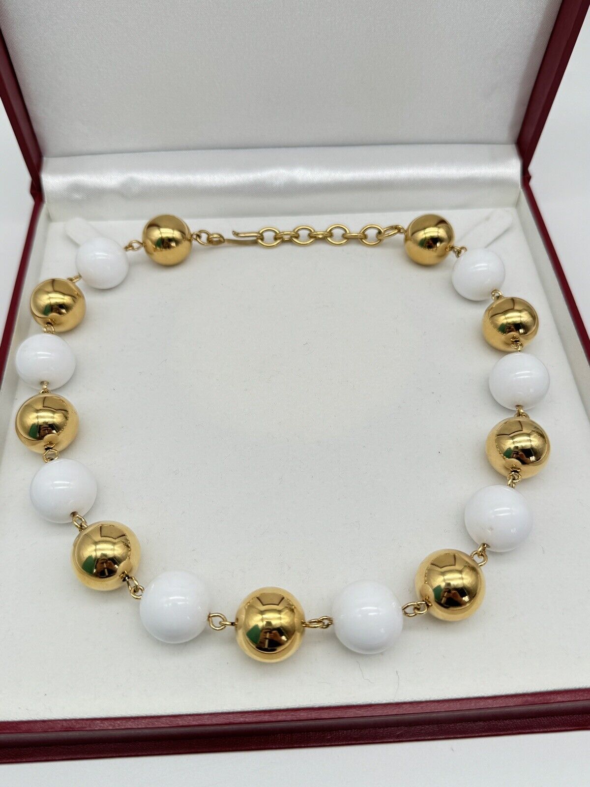 Monet Gold White Bead Necklace 15mm 18-20"