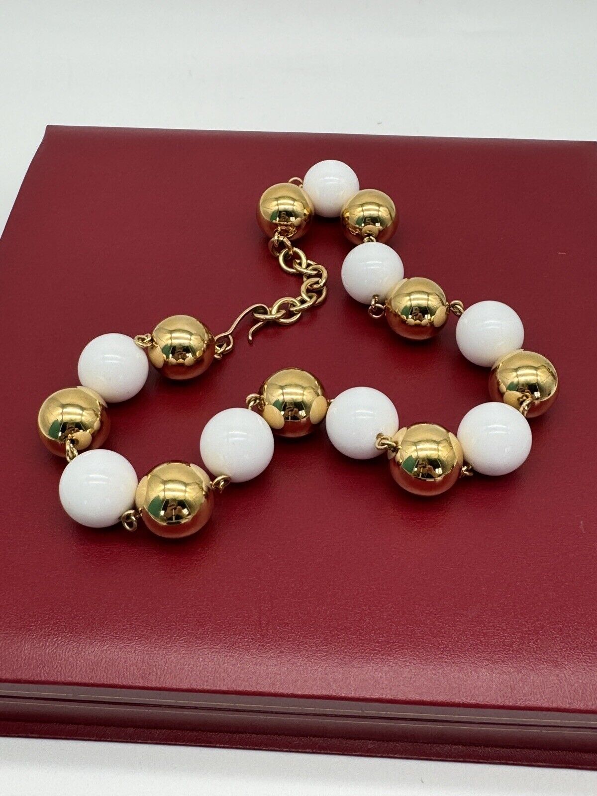 Monet Gold White Bead Necklace 15mm 18-20"