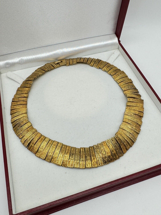 Vintage Textured Goldtone Necklace Collar Retro DISCO ERA The 80'S