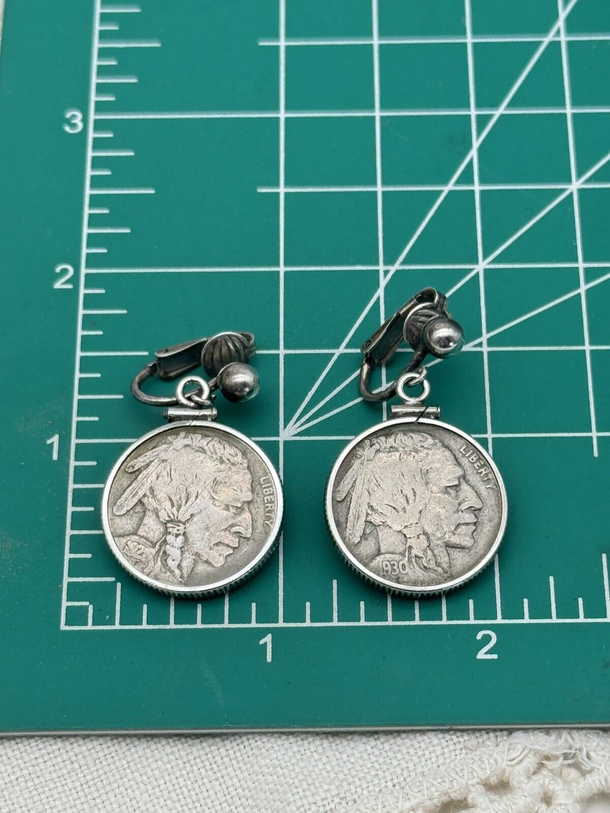 Vintage Buffalo Coin Earrings 1930s Clip-on