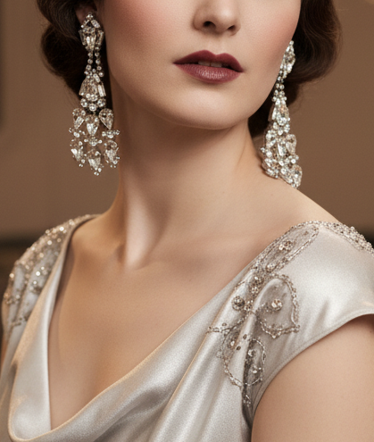 Vintage Clear Rhinestone Chandelier Earrings 3” Old Hollywood Glamour‼️