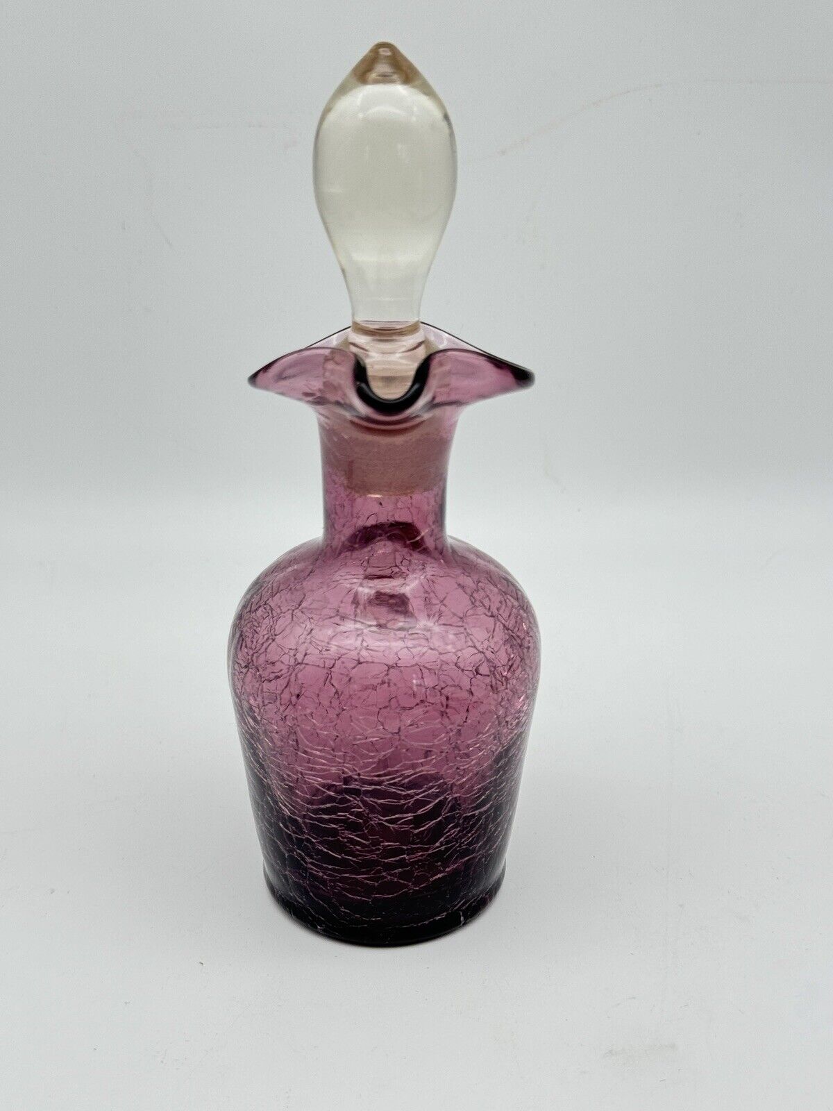 Vintage Purple Crackle Glass Cruet Bottle