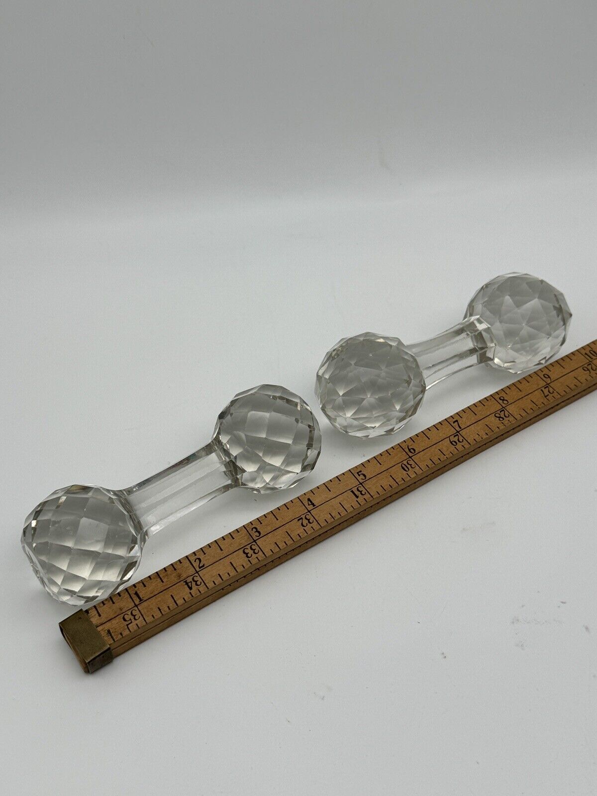 2 Antique Crystal Master Knife Rests Barbell Shape Circa 1890-1910 ESTATE FIND