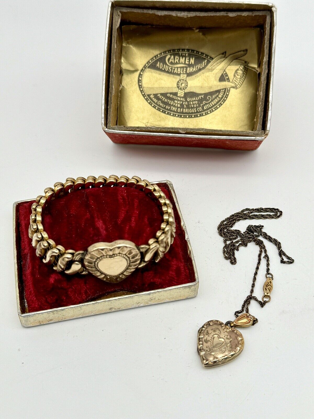 VTG DFB Co. Carmen 🩷 Sweetheart Expansion Bracelet Original Box Heart Necklace