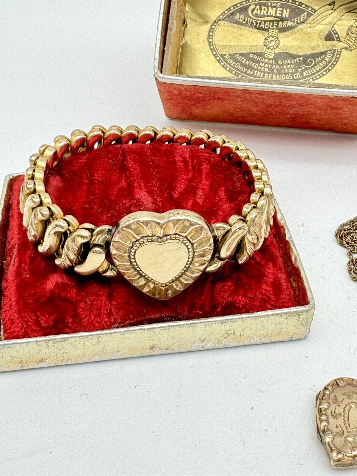 VTG DFB Co. Carmen 🩷 Sweetheart Expansion Bracelet Original Box Heart Necklace