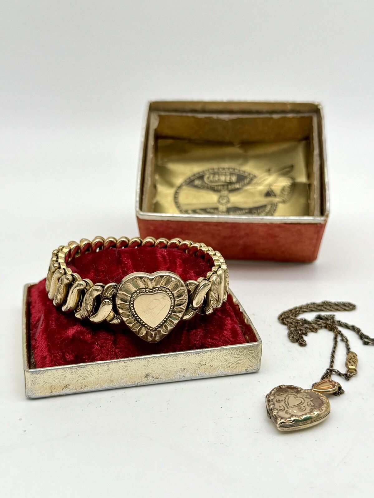 VTG DFB Co. Carmen 🩷 Sweetheart Expansion Bracelet Original Box Heart Necklace