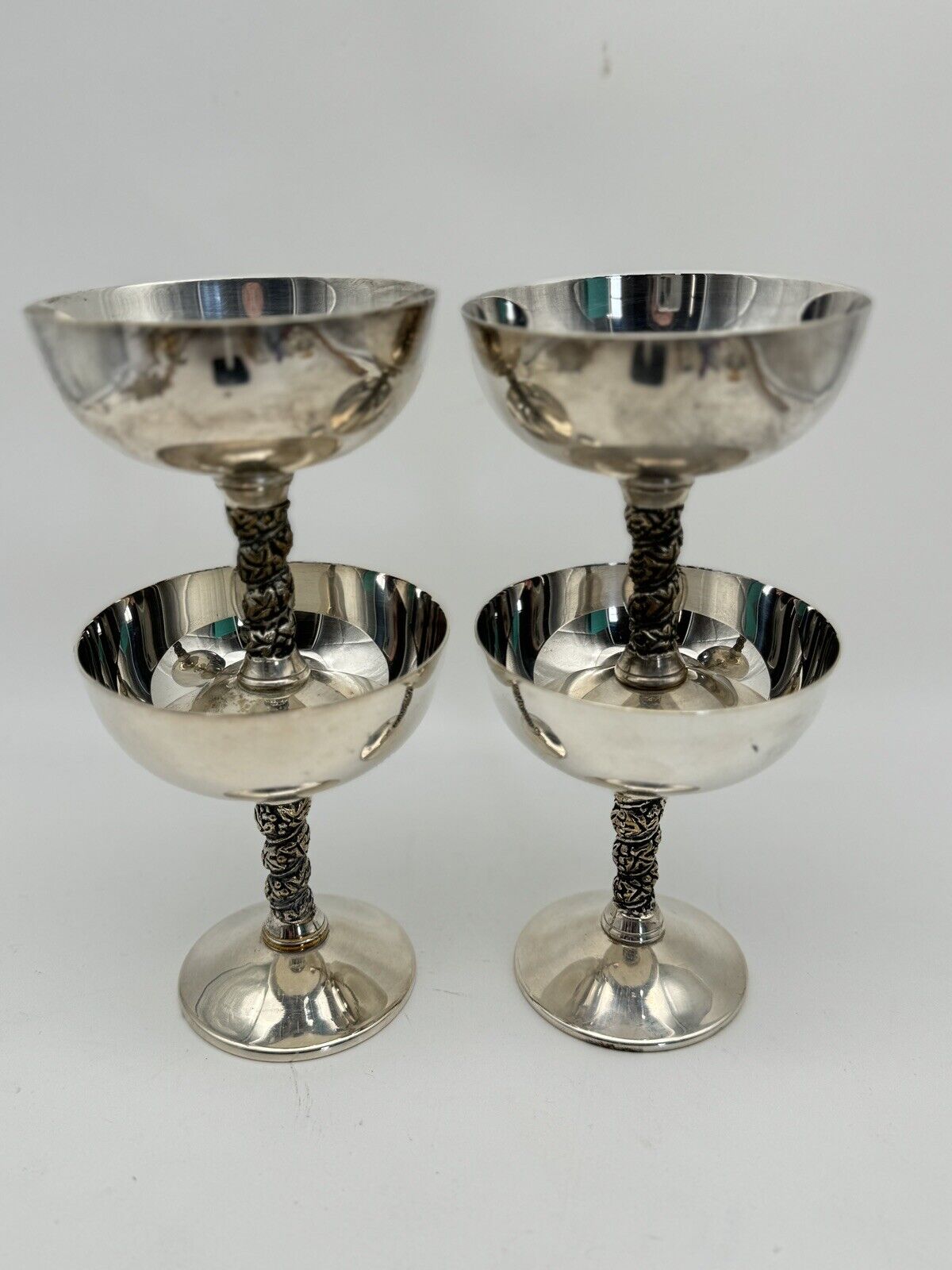 Set Of 4 VALERO Spain Champagne Coupes Sherbets Silverplate 4.25”h