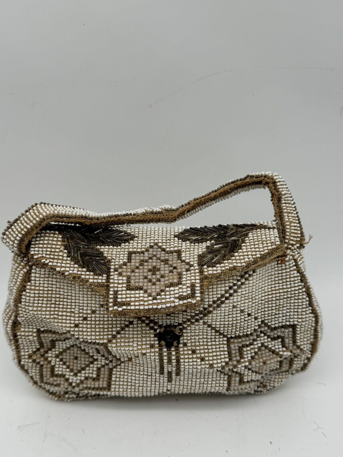 Vintage Art Deco Beaded Evening Purse Made In Czechoslovakia Geometric Design