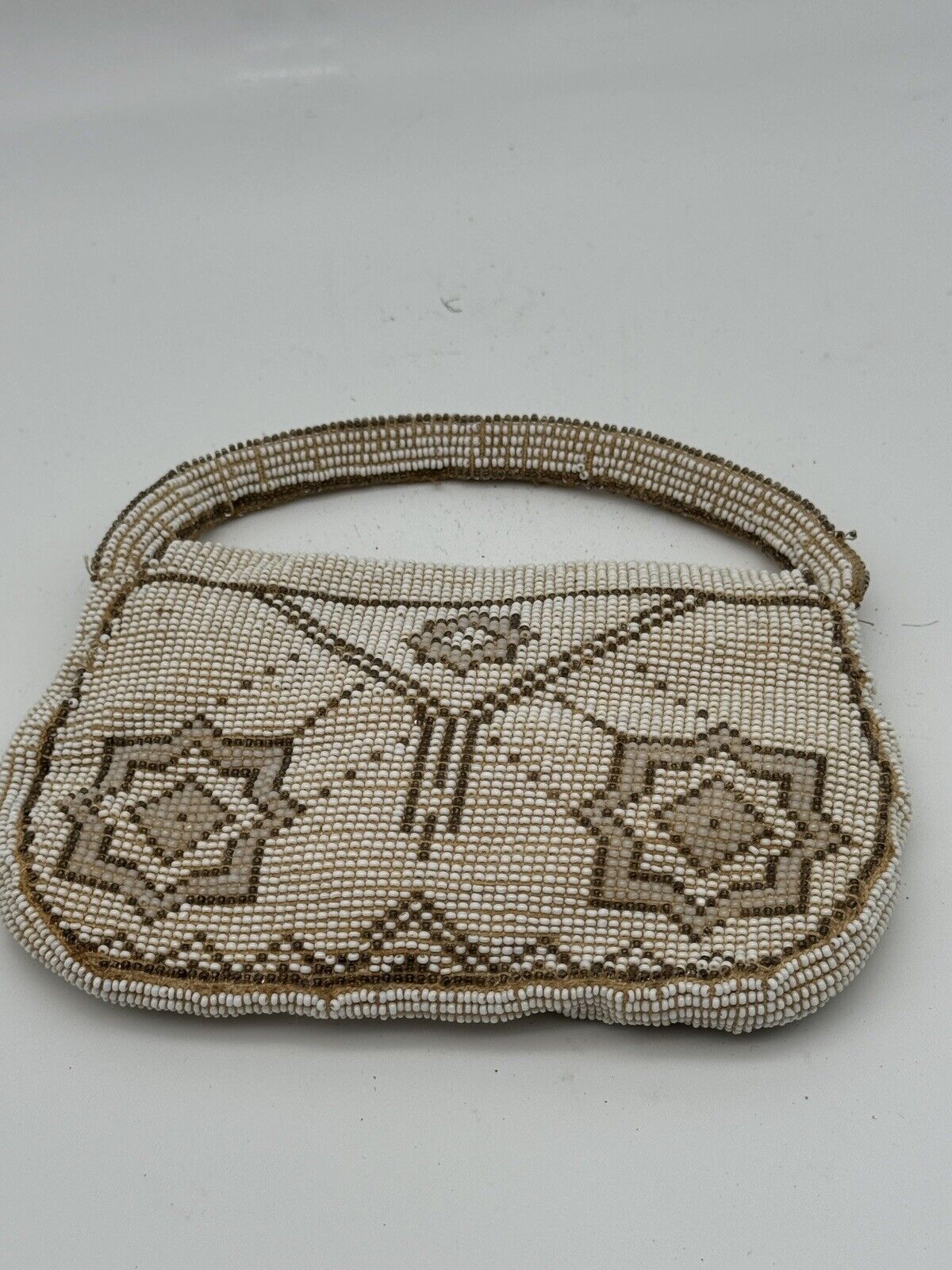 Vintage Art Deco Beaded Evening Purse Made In Czechoslovakia Geometric Design