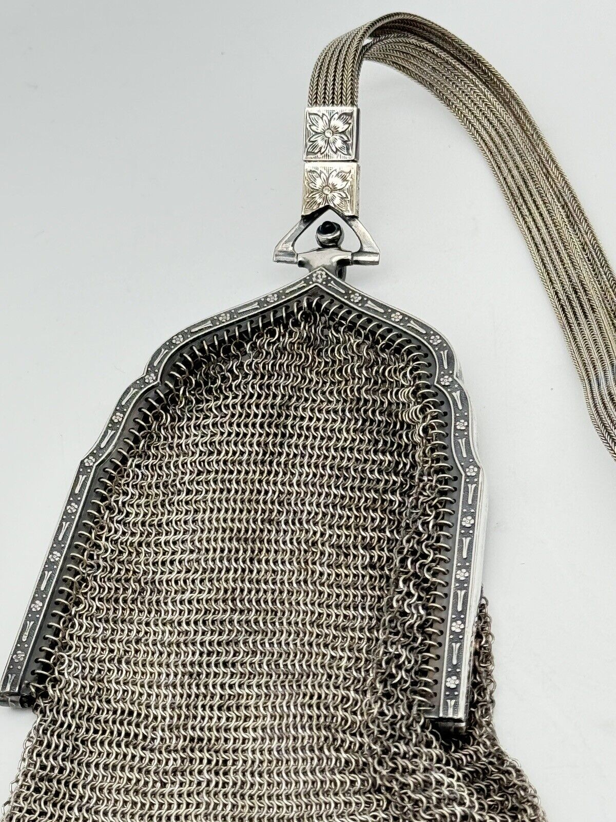 1920s Whiting & Davis Chain Mail Flapper Purse Fringed