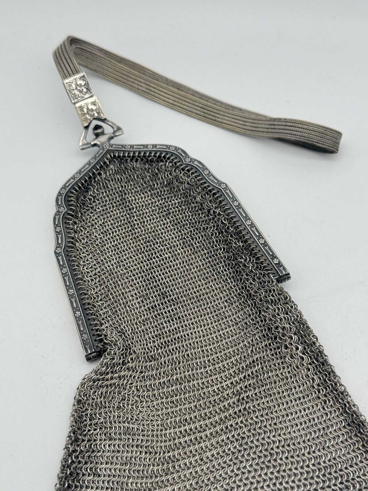 1920s Whiting & Davis Chain Mail Flapper Purse Fringed