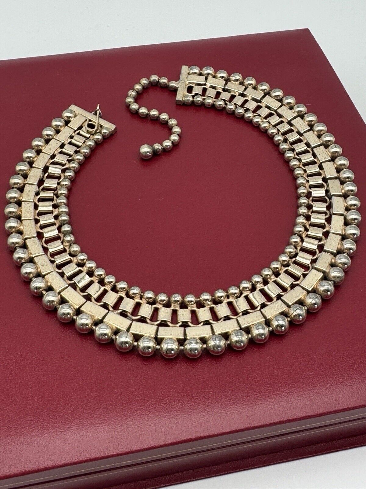 McClelland BARCLAY Signed Vintage Designer Choker Chain Necklace Goldtone