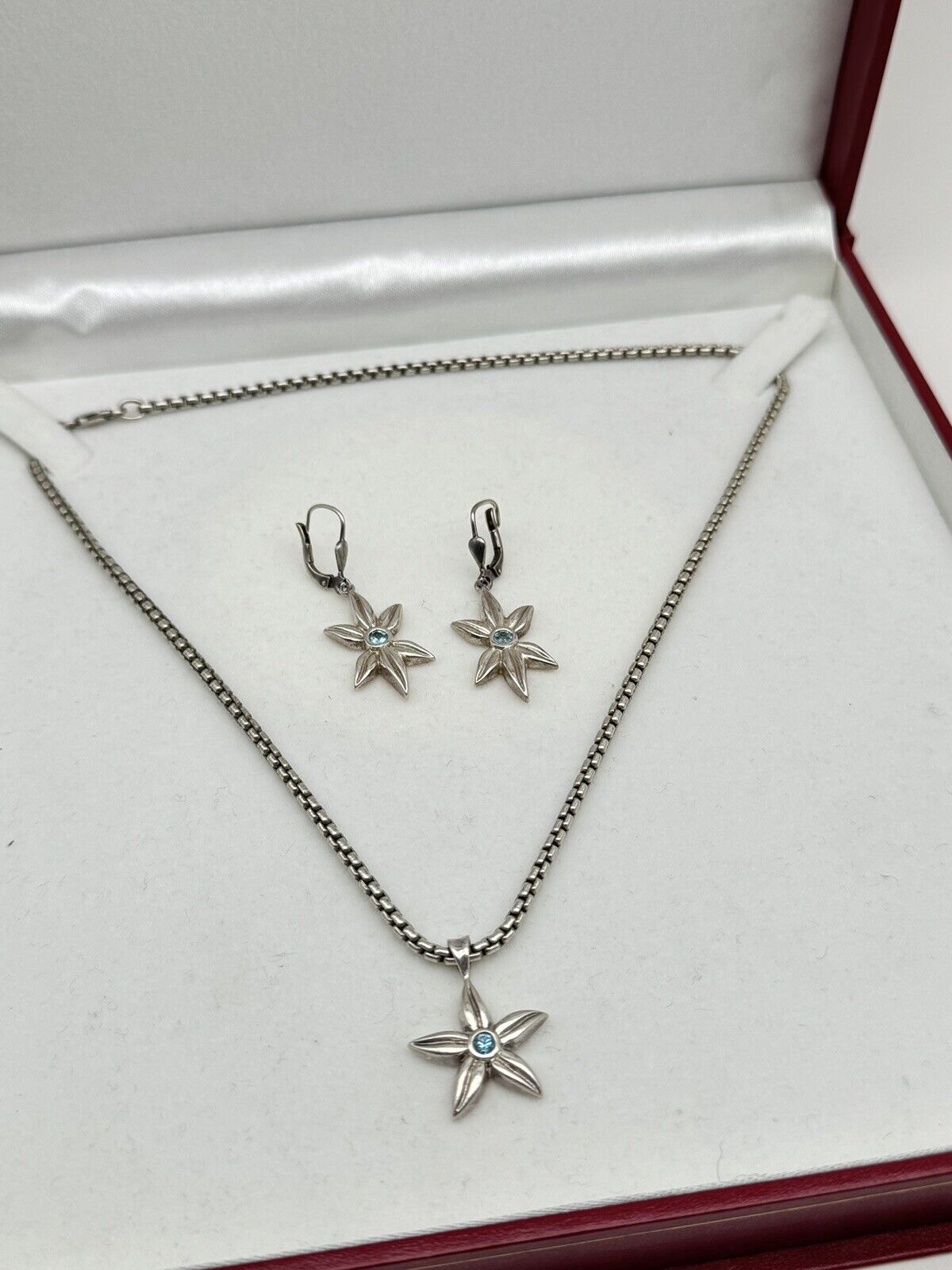 STERLING Jewelry Set ZINA Necklace & Earrings Star Design SIGNED