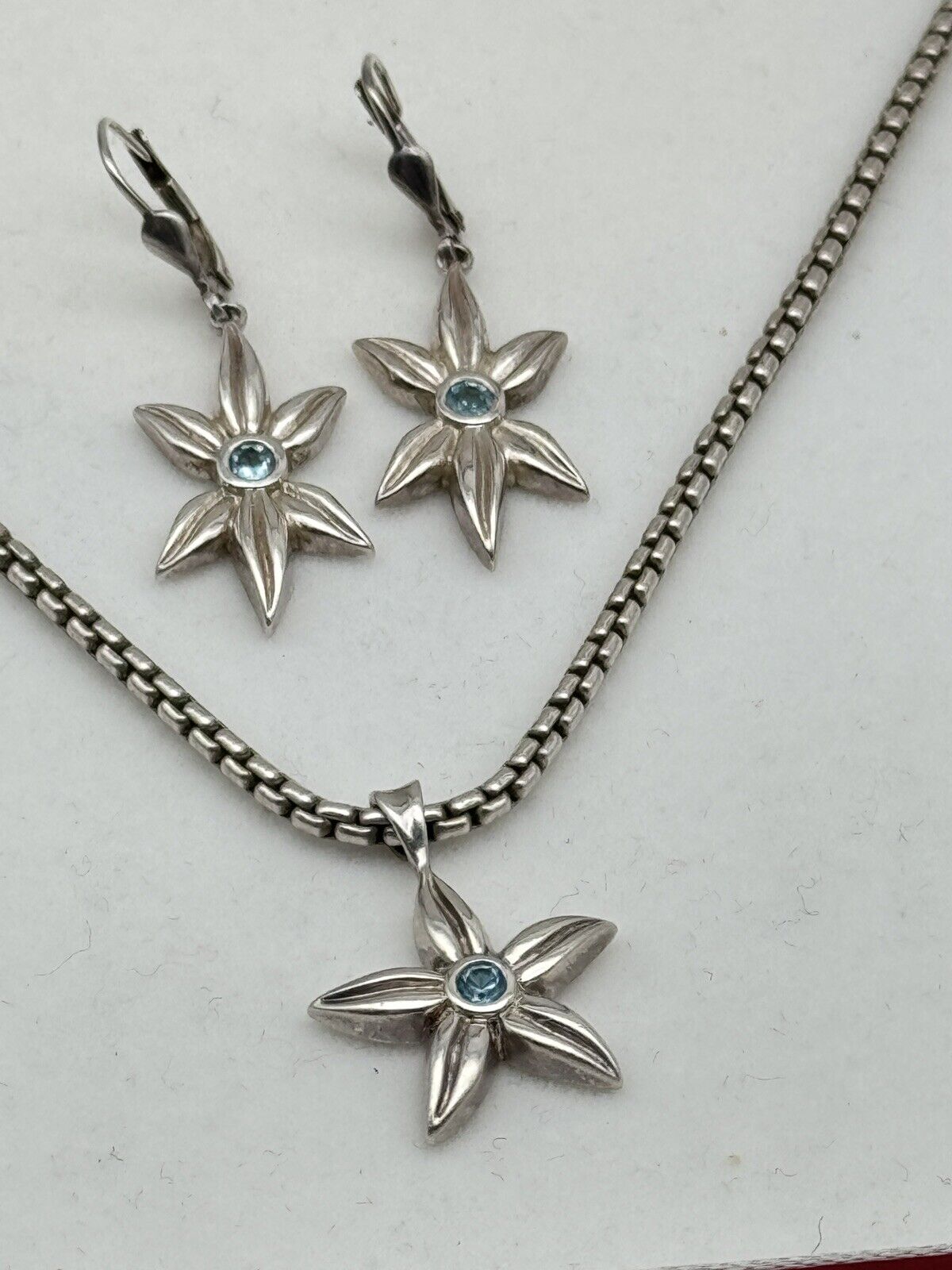 STERLING Jewelry Set ZINA Necklace & Earrings Star Design SIGNED