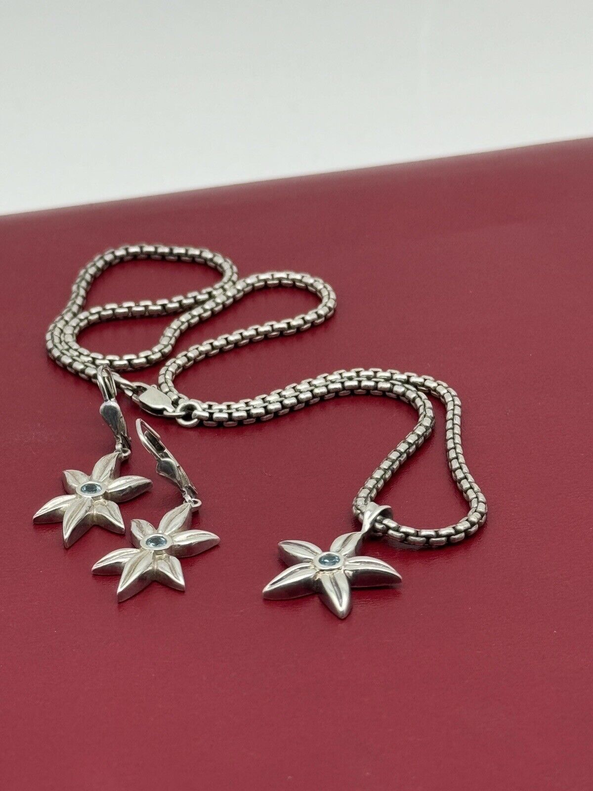 STERLING Jewelry Set ZINA Necklace & Earrings Star Design SIGNED