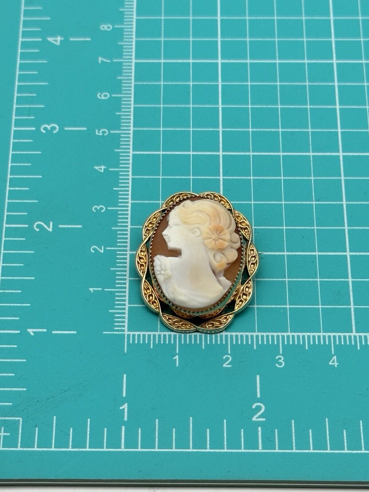 Vintage Left Facing Carved She’ll Cameo Brooch 12kt GF ESTATE FIND