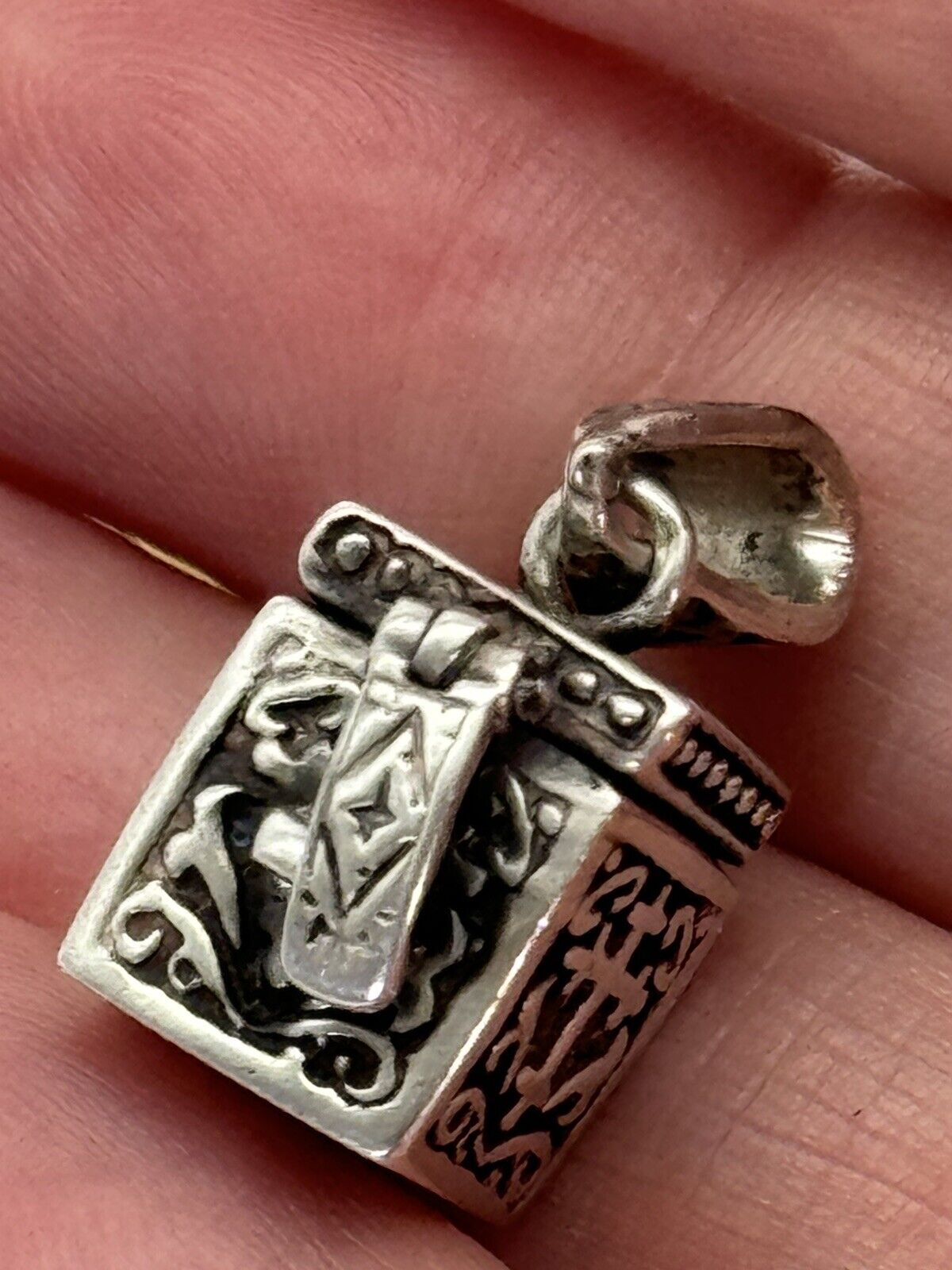 Vintage Sterling 925 Prayer Box CHARM Hope Wish Chest