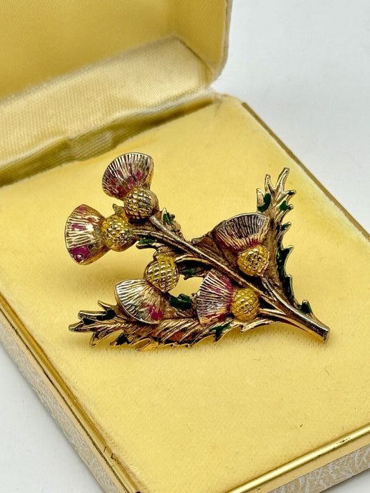 Vintage Goldtone Scottish Thistle Brooch