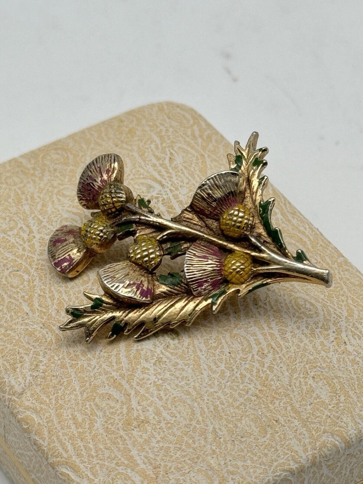 Vintage Goldtone Scottish Thistle Brooch