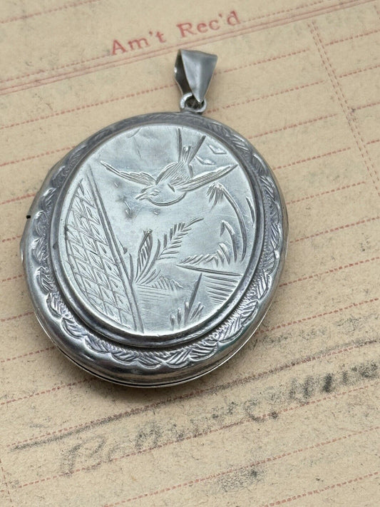 Antique IRISH Sterling Silver Locket Aesthetic Movement Design