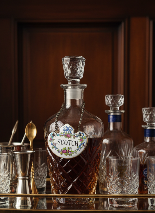 Vintage SCOTCH Crown Staffordshire Decanter Label TAG Fine Bone China