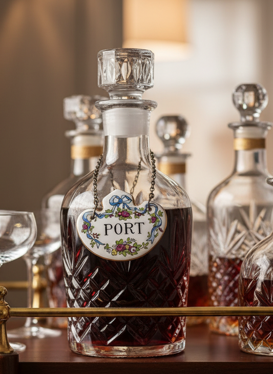 Vintage PORT Crown Staffordshire Decanter Label TAG Fine Bone China
