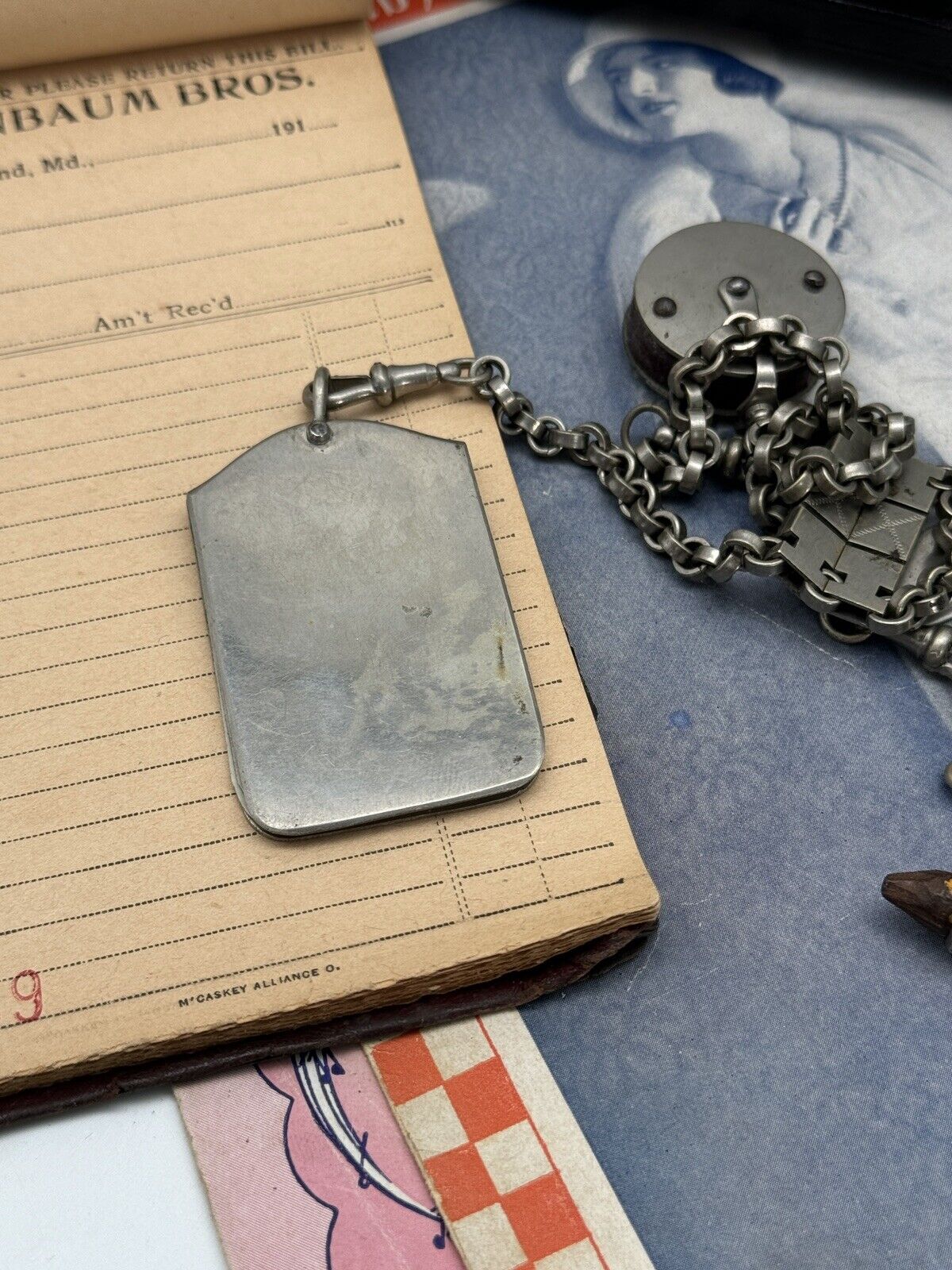 Antique Chatelaine Edwardian Style 3 Arm With Sterling Pencil Holder