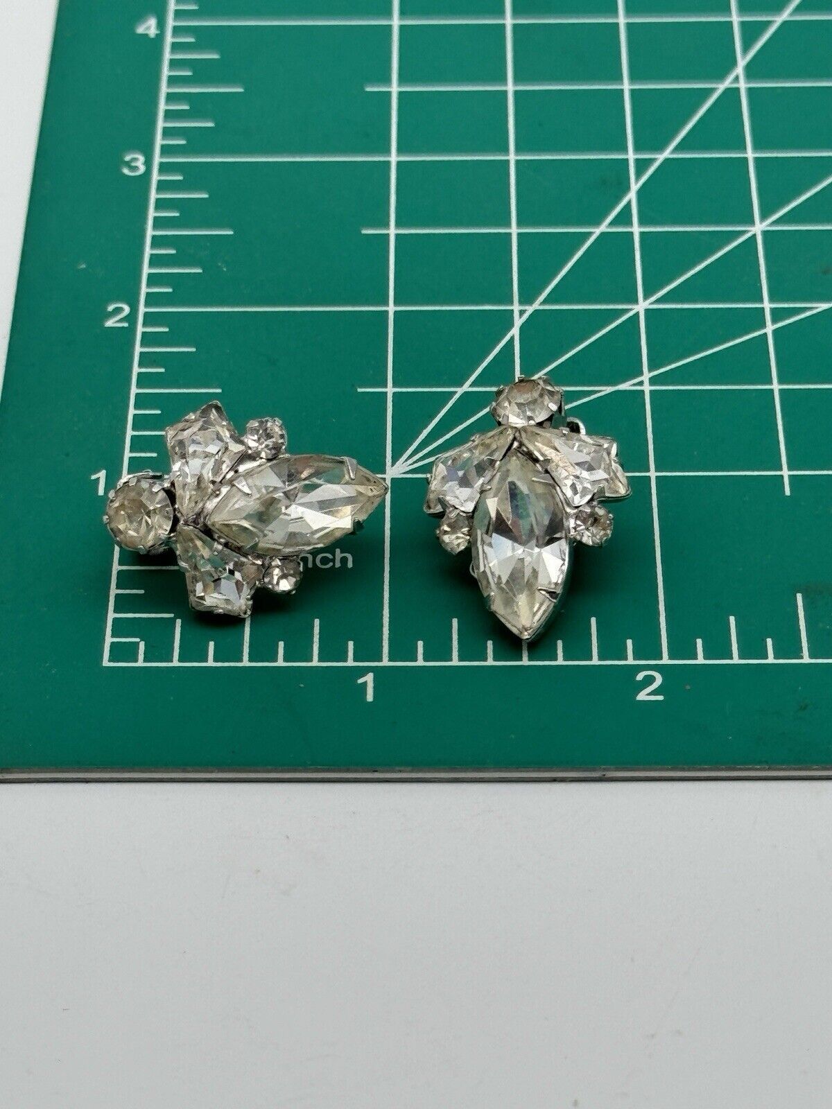 Vintage Earrings Clear Rhinestone SIGNED WEISS Clip-on