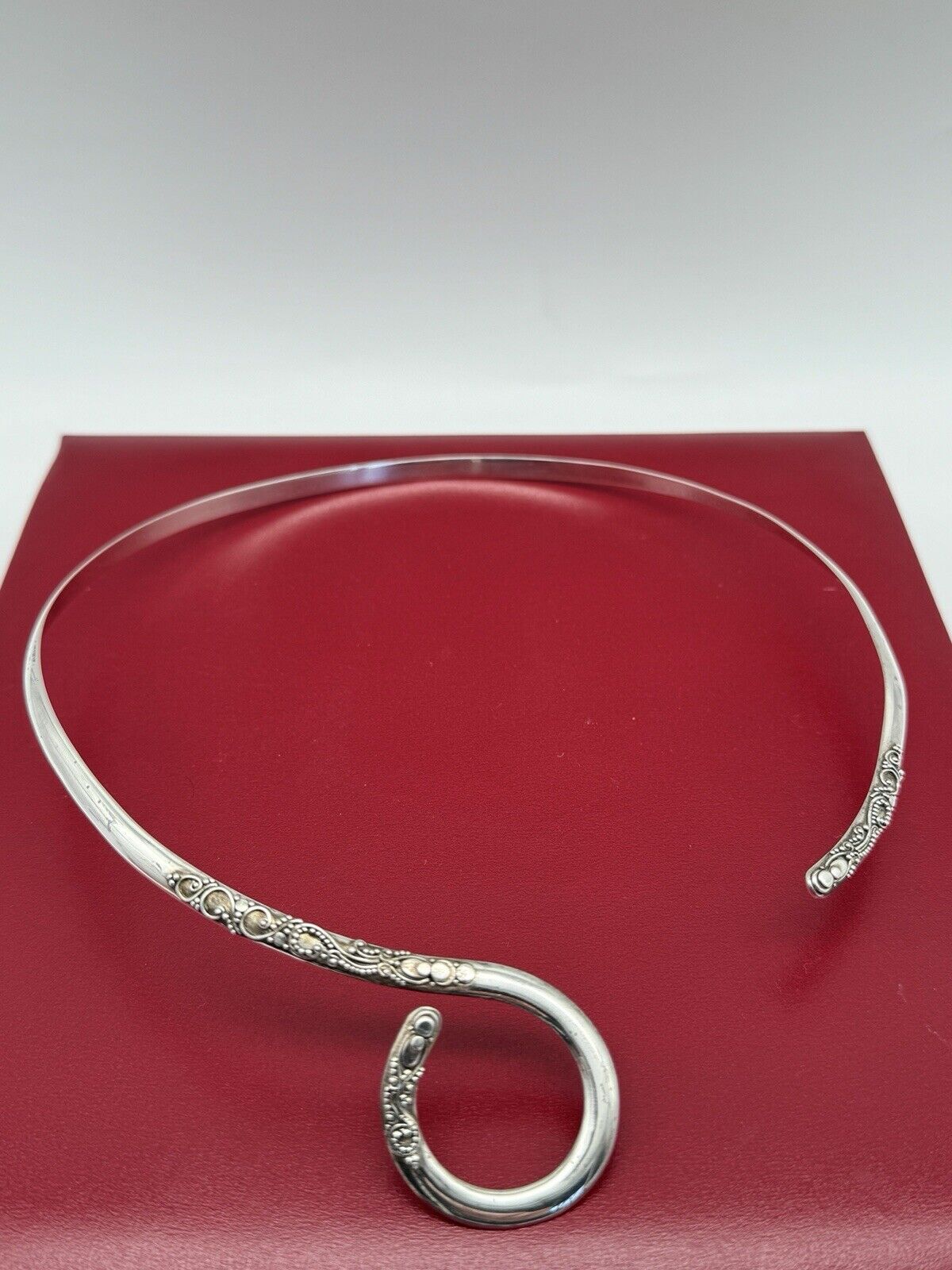 SARDA Sterling Silver Collar Choker Bali Swirl Graduated S Hook Necklace