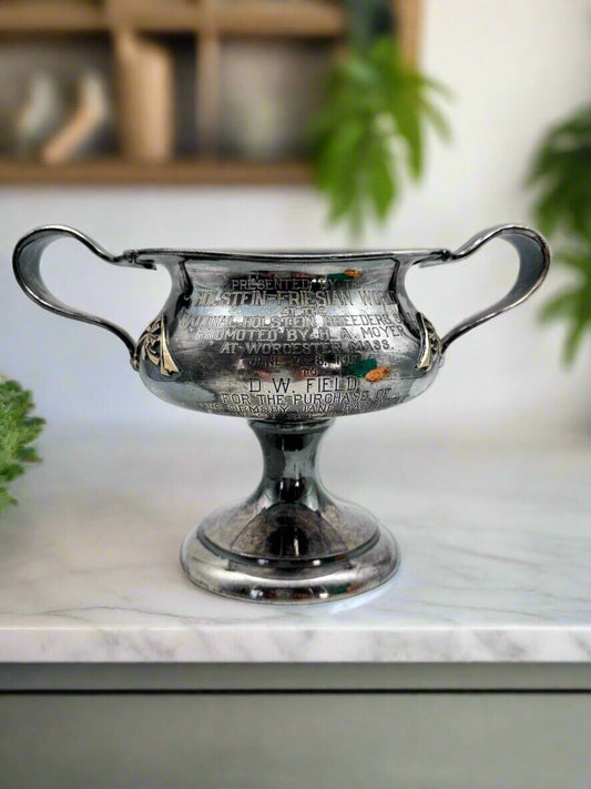 Antique ART NOUVEAU Silverplate Trophy 1917 Holstein Friesian World AWARD RARE‼️