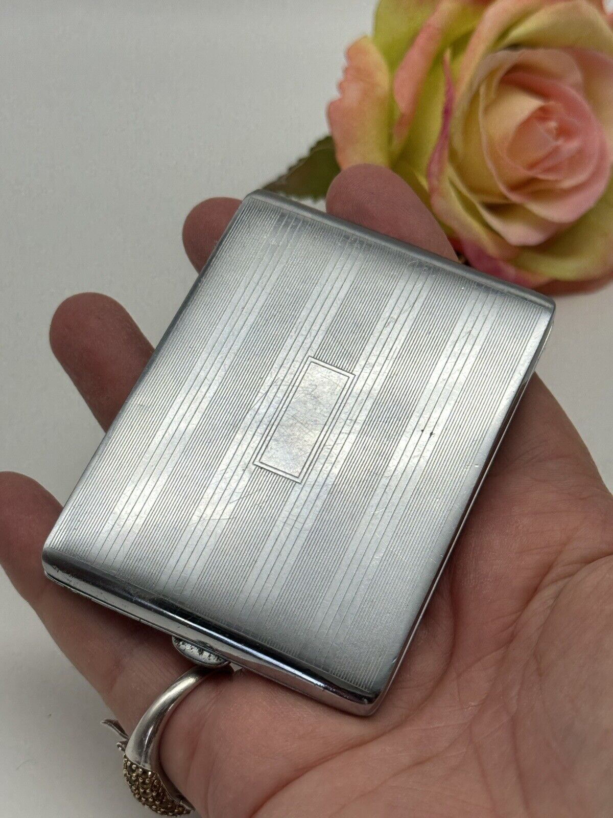 Vintage Chrome Silvertone Cigarette Case No Monogram  ESTATE FIND