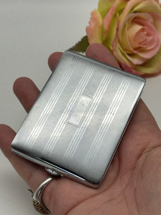 Vintage Chrome Silvertone Cigarette Case No Monogram  ESTATE FIND