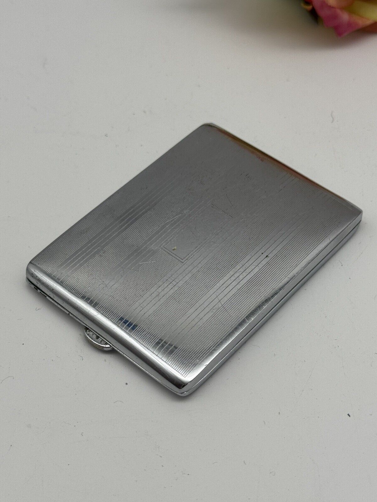 Vintage Chrome Silvertone Cigarette Case No Monogram  ESTATE FIND