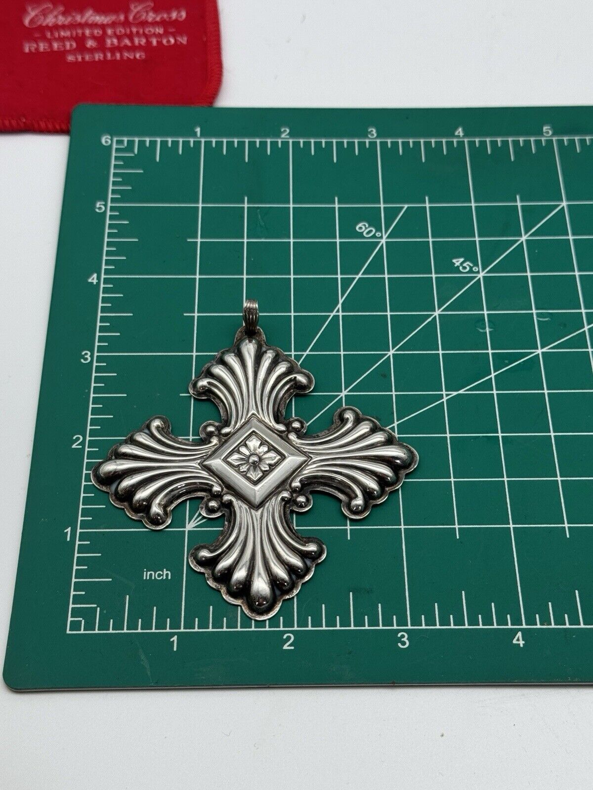 Sterling Silver Christmas Cross Ornament Reed & Barton 1973 with Box