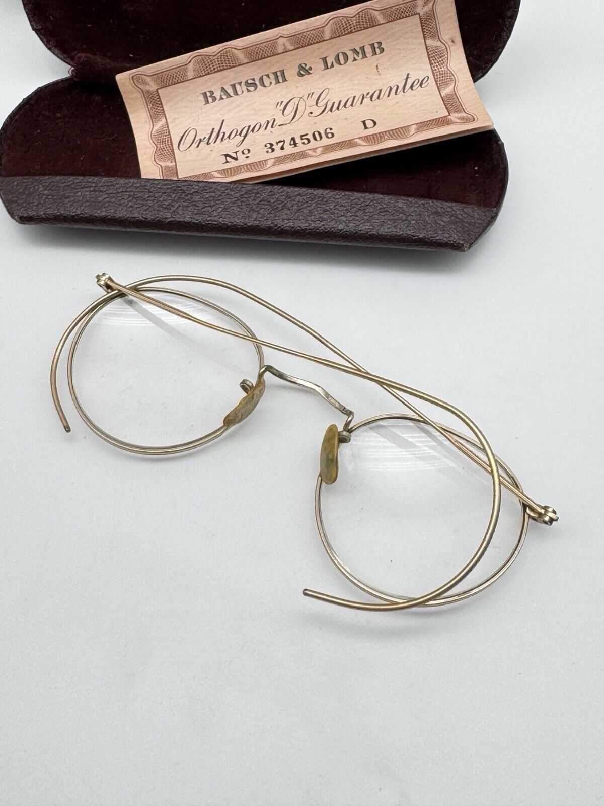 Antique 1943 Baush & Lomb Gold Filled Bifocals W/Original Case Certificate