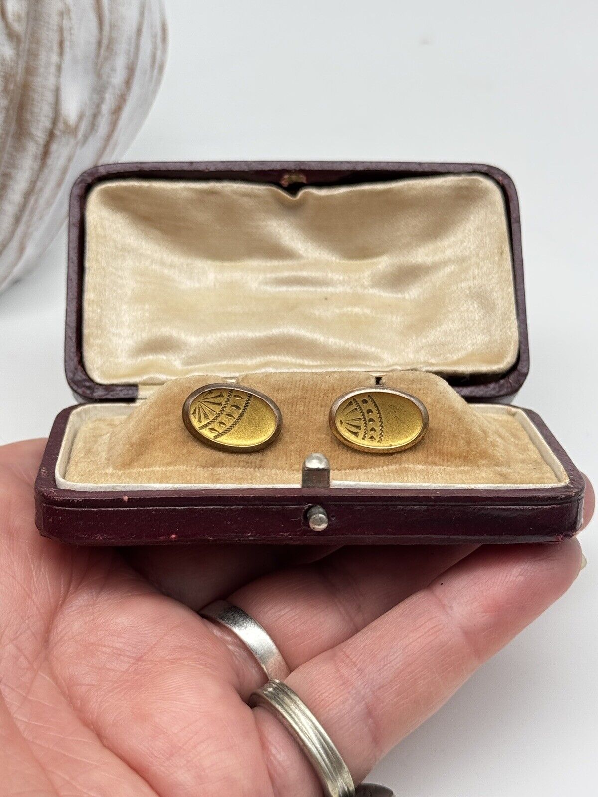 Antique Gold Filled Cufflinks In Antique Case ESTATE FIND