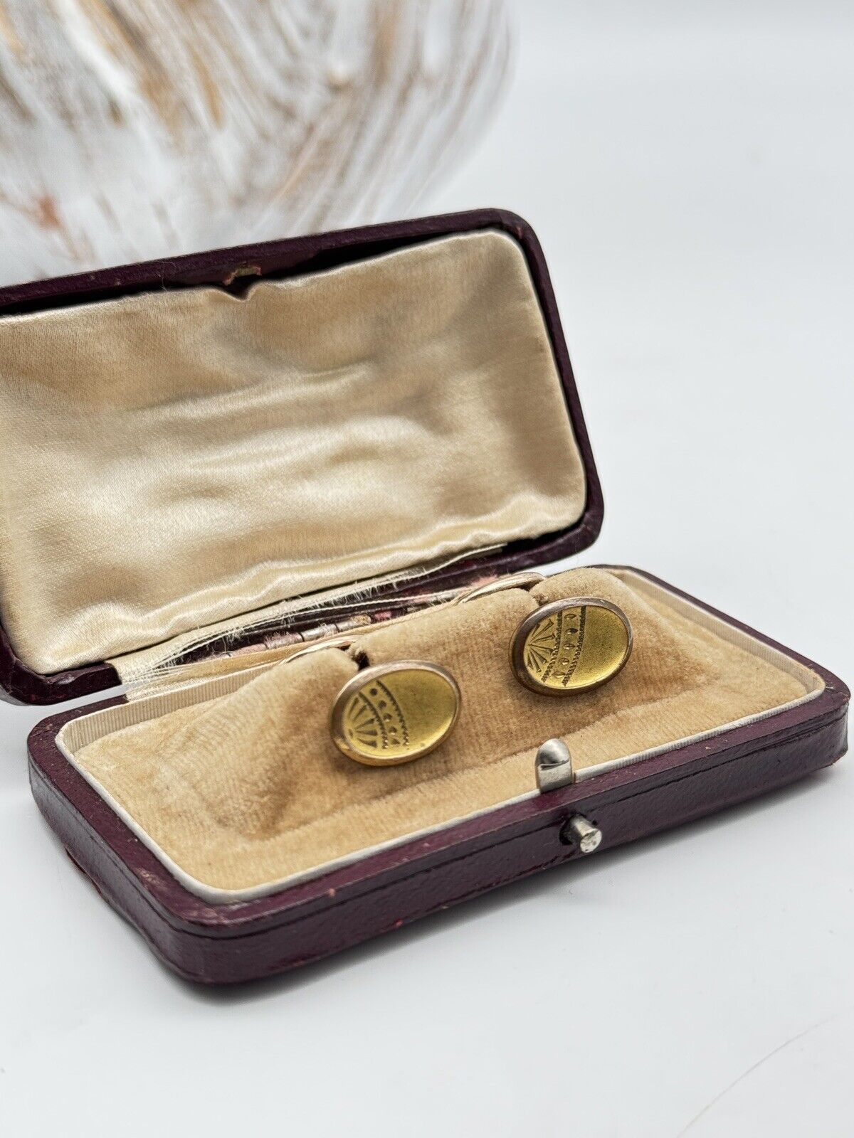 Antique Gold Filled Cufflinks In Antique Case ESTATE FIND