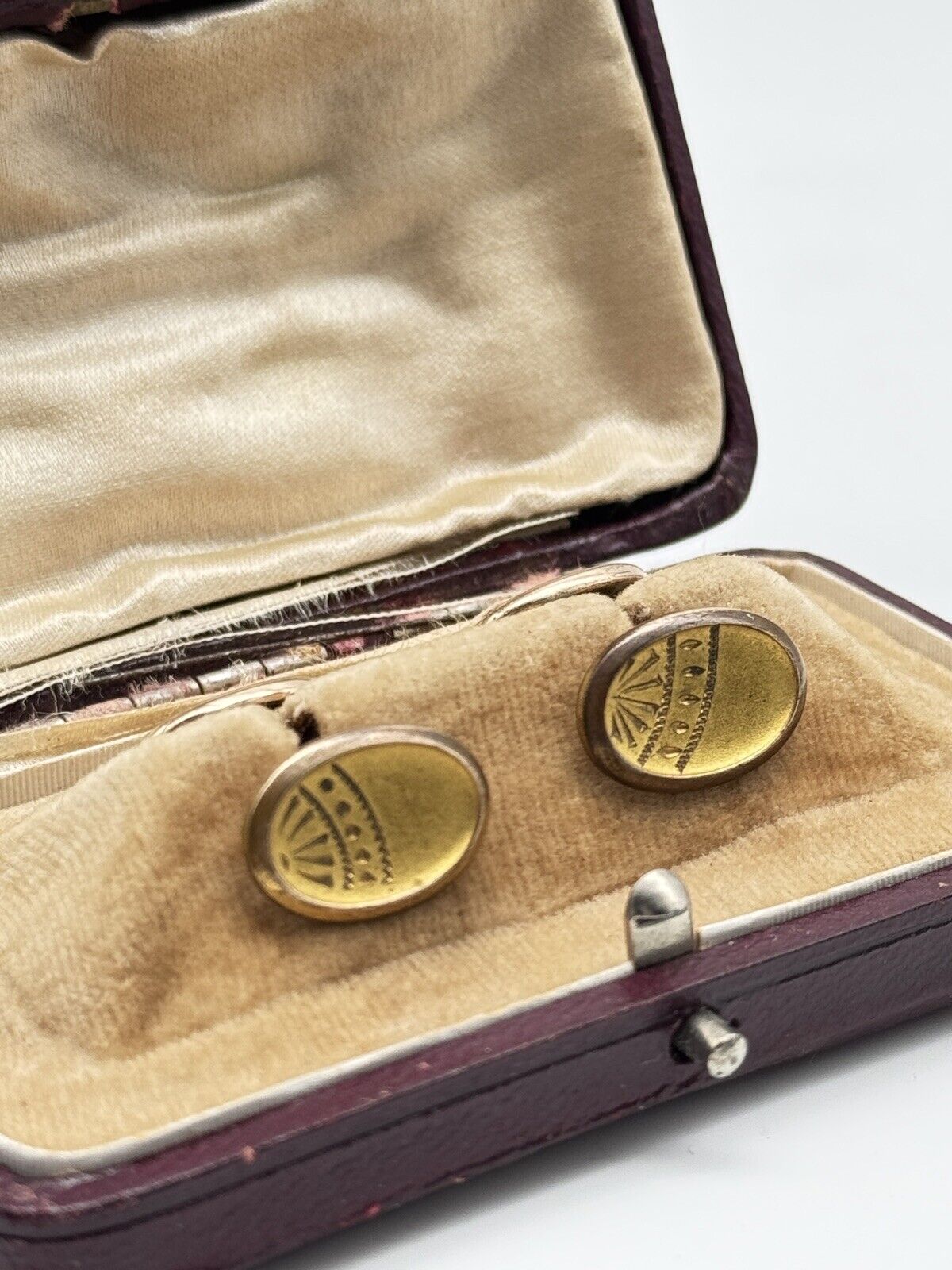 Antique Gold Filled Cufflinks In Antique Case ESTATE FIND